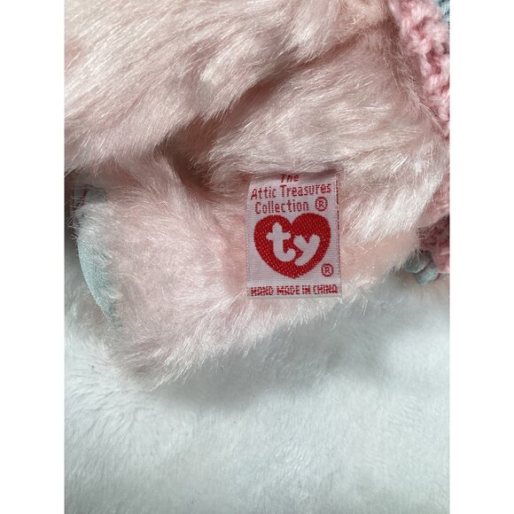 Ty Attic Treasures Collection 2001 I Love Mom  Bear Plush Pink With Sweater NWT - Picture 3 of 6